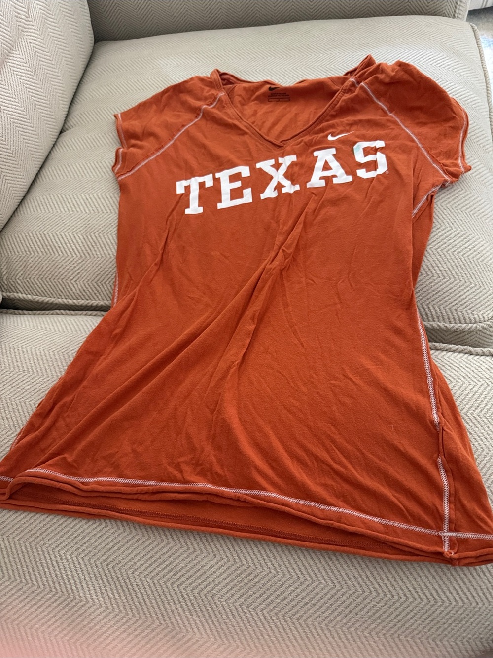 Nike Women’s Texas V-Neck Short Sleeve Tee - Orange with White Logo